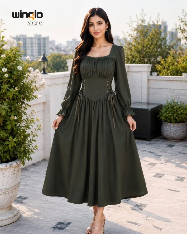Corset-Lace Peasant Dress