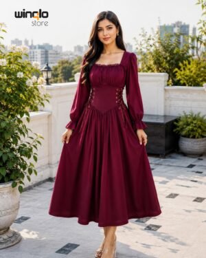 Corset-Lace Peasant Dress