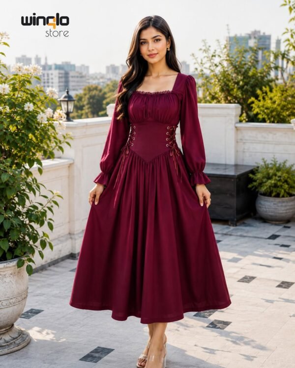 Corset-Lace Peasant Dress