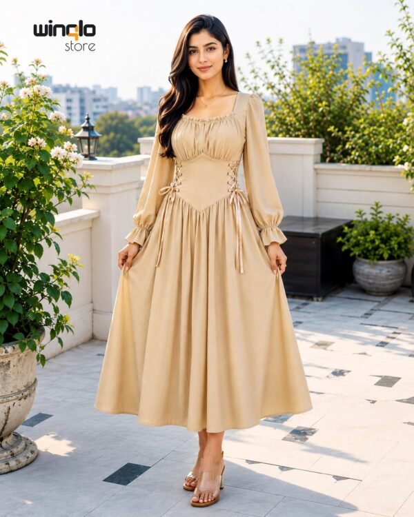 Corset-Lace Peasant Dress