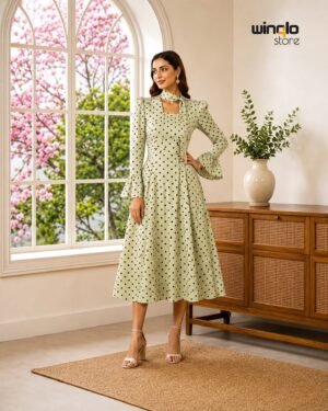 Modest Polka Dot Maxi Dress