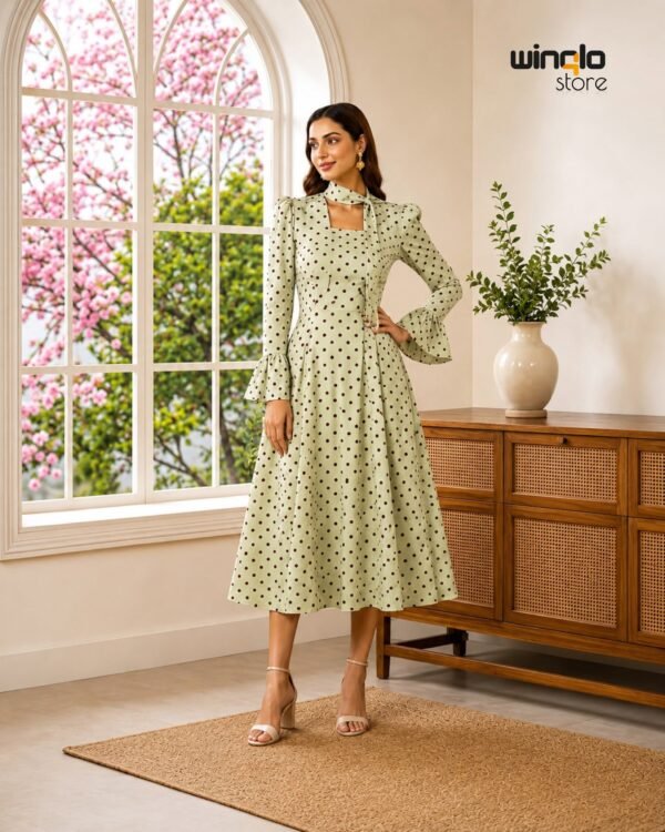 Modest Polka Dot Maxi Dress
