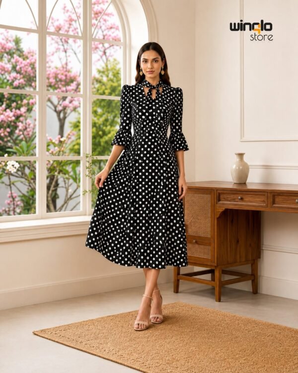 Modest Polka Dot Maxi Dress