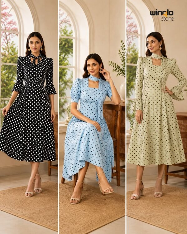 Modest Polka Dot Maxi Dress