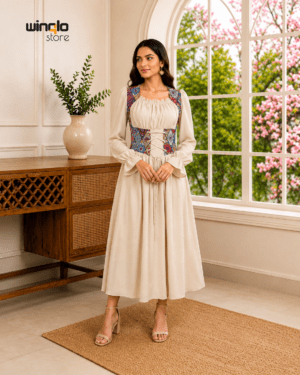 Corset Lace-Up Peasant Dress