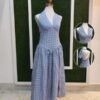 Halter Neck Gingham Midi Dress
