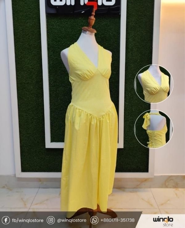 Halter Neck Gingham Midi Dress