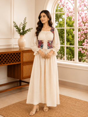 Midnight Corset Peasant Dress