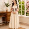 Puff-Sleeve Corset Peasant Dress