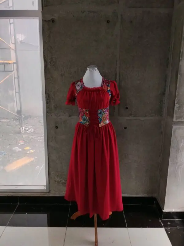WhatsApp Image 2026-09-04 at 10.48.35 AM (1) Puff-Sleeve Corset Peasant Dress