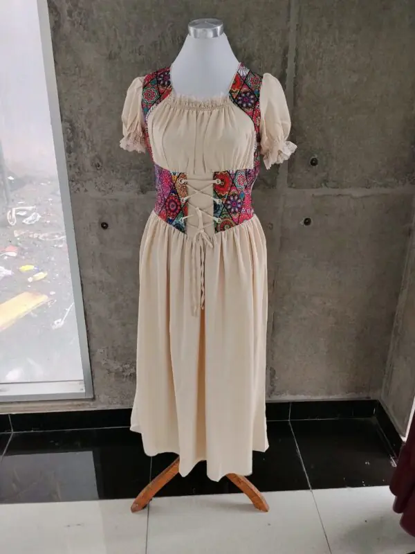 WhatsApp Image 2026-09-04 at 10.48.35 AM Puff-Sleeve Corset Peasant Dress
